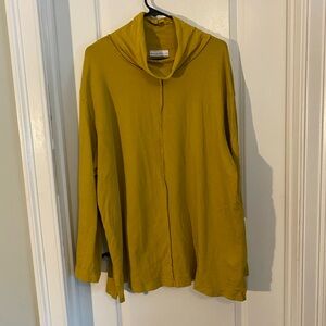 bryn Walker Mustard Cowl Neck Organic Cotton/Bamboo Tunic Top